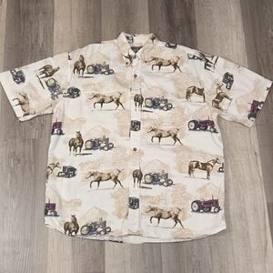 BIT & BRIDLE OUTFITTERS Horses & Tractors Button Front Size Medium